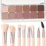 12 Color Eye Shadow Palette Matte Shimmer Eyeshadow Palette with 8 Soft Brushes Blendable Eye Shadow for Women Makeup Palette - Image 2