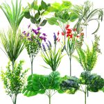 14 Bundles Artificial Plants Outdoor Christmas Decoration UV Resistant Fake Greenery Plant,Faux Boxwood Shrubs Bushes with Plastic Stems & Flowers for Garden, Porch, Planter, Patio Xmas Decor - Image 2
