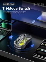 Wireless Gaming Mouse, Tri-Mode 2.4G/USB-C/Bluetooth Mouse, 800-4800 DPI, Ergonomic Optical Mouse Gamer, RGB & 6 Programmable Buttons, 65g, Rechargeable, for PC/Mac/Laptop - Image 3