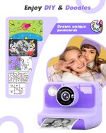 Instant Print Camera for Kids, 1080P Digital Video Cameras, Christmas Birthday Gifts Toys for Age 3-12, Toddler Camera for 4 5 6 7 8 9 10 Year Old Girls - Purple - Image 4