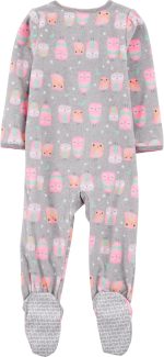 Simple Joys by Carter's girls Loose-Fit Flame Resistant Fleece Footed Pajamas - Image 3