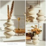 Ceramic Vases Set 2, Modern Home Decor,Off White Round Vases,Modern Dried Flower Vases, Boho Home Decor for Centerpieces Wedding Dinner Table Party Living Room Office Bedroom - Image 3