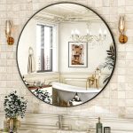 HARRITPURE Round Mirror 30 Black Wall Mounted Circle Mirrors Vanity Mirror with Brushed Aluminum Alloy Frame Modern Decoration for Bathroom, Living Room, Vanity, Bedroom, Entryway - Image 3