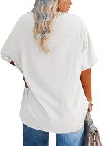 Women's Plus Size V Neck T Shirts Summer Half Sleeve Tees Casual Loose Fit Cotton Tunic Tops - Image 3