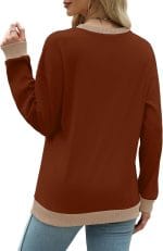Saloogoe Sweatshirts for Women Crewneck Long Sleeve Loose Fit Tops Color Block Ribbed Trim Fashion 2025 - Image 4