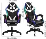 Gaming Chairs for Adults - Computer Chair with Footrest & Ergonomic High Back, LED Light, 360° Swivel Height Adjustable Gamer Chairs Office Chair for Working Gaming Resting Sleeping, Black - Image 4