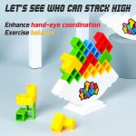 48 Pcs Tetra Tower Balance Stacking Blocks Game, Board Games for 2 Players+ Family Games, Parties, Travel, Kids & Adults Team Building Blocks Toy - Image 3