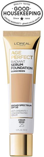 L'Oreal Paris Age Perfect Radiant Serum Foundation with SPF 50, Cream Beige, 1 Ounce - Image 5