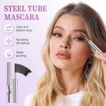 Iron Wand Mascara, 2026 New Waterproof Quick Drying Curling Mascara, 3D Curling Eyelash Iron Mascaras, Black Washable, Long Lasting Smudge-Proof Tubing Mascaras Volumizing & Lengthening (Brown) - Image 3