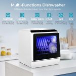 EUHOMY Countertop Dishwasher Portable with 6 Programs, 5L Built-in Water Tank for Apartments & RV, 167℉ High-Temp, No Hookup Needed, Mini Dishwasher with Baby Care, Air Dry/Quick/ECO/Fruit/Normal Mode - Image 3