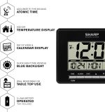 Sharp Atomic Desktop Clock – Auto Set Digital Alarm Clock - Atomic Accuracy - Easy to Read Screen with Time/Date/Temperature Display- Perfect for Nightstand or Desk - Image 3