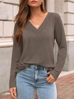 AUTOMET Long Sleeve Shirts for Women Tops V Neck Casual Top Comfortable Shirt Soft Basic Tees Women Blouses - Image 3