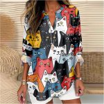 MARSVOVO Cat Shirts for Women Long Sleeve Cute Cat Pullover Graphic Novelty V Neck Blouse Oversized Funny Tunic Tops - Image 3
