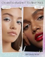 Glitter Eyeshadow & Eyeliner Stick 2 in 1, Metallic Shimmer Eyeshadow Stick, Twist-Up Built in a Sharpener White Eyeliner Pen, Waterproof Creamy Eye liner Makeup for Women Christmas-08 White - Image 3