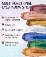 Glitter Eyeshadow & Eyeliner Stick 2 in 1, Metallic Shimmer Eyeshadow Stick, Twist-Up Built in a Sharpener White Eyeliner Pen, Waterproof Creamy Eye liner Makeup for Women Christmas-08 White - Image 4