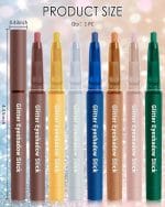 Glitter Eyeshadow & Eyeliner Stick 2 in 1, Metallic Shimmer Eyeshadow Stick, Twist-Up Built in a Sharpener White Eyeliner Pen, Waterproof Creamy Eye liner Makeup for Women Christmas-08 White - Image 5