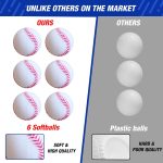 3-in-1 Baseball Set for Kids 3-5 - Tee Ball Stand, Hanging Tee, Ball Launcher and 6 Softballs - Adjustable Height, Indoor/Outdoor Sport Gifts for Boys Girls, Blue - Image 4