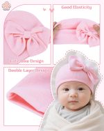 Century Star Newborn Girls Hats Baby Hat and Mitten Set Big Bow Knit Infant Headbands Winter Baby Hat for Girls - Image 3