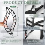 Roowest 2 Pcs Decorative Mirror Wall Decor Leaf Teardrop Mirror Wall Mounted Decorations for Living Room Bedroom Bathroom Vanity Entryway Office(Black) - Image 3