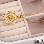 AliveRose Real Rose Gold Dipped Necklace Gifts for Women, 24K Gold Dipped Rose Pendant Necklace Jewelry Mothers Day Anniversaries Birthday Christmas Special Occasions Gifts for Her Mom Wife - Image 3