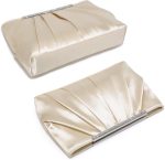 Dasein Elegant Pleated Evening Clutch Bags for Women Formal Handbags Purses for Wedding Party Prom with Sparkly Rhinestones - Image 3