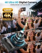 4K Digital Camera for Photography- 48MP Autofocus Vlogging Camera with 2.8" 180° Flip Screen, 16X Digital Zoom- Compact Point and Shoot Camera with 64GB SD for YouTube, Travel, Beginners - Image 3