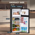 Upstreman 4.0 Cu.Ft. Mini Fridge with Freezer, Dorm Essentials, Double Door, Small Refrigerator for Office, Dorm, Bedroom, Adjustable Thermostat, Large Capacity, Stainless-SR401 - Image 3