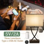 Fully Dimmable Medium Table Lamp for Bedroom with Type C/USB Charging Port and 1 AC Outlet White Shade 21.38" Bedside Nightstand Lamp for Bedroom Living Room Office and Hotel Bulb Included - Image 3