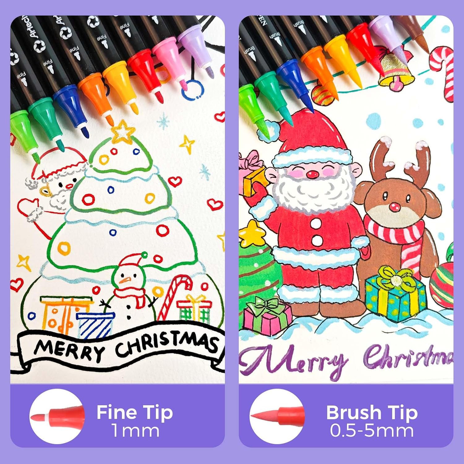 Artecho Acrylic Paint Markers 48 Colors, Acrylic Paint Pens with Brush Tip and Fine Tip for Stone, Rock Painting, Paper, Pumpkin, Wood, Egg, Canvas, Ceramic, Fabric, leather, Glass, DIY Crafts - Image 3