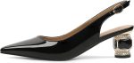AUMOTED Women's Slingback Pumps Low Kitten Heels with Crystal Closed Pointy Toe Elegant Wedding Dress Party Shoes 2 in - Image 4