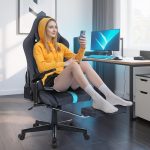 Gaming Chair with 6D Adjustable Armrests & 155° Recline, Breathable Suede Fabric,PC Gamer Chair with Footrest. (Dark Grey-Blue) - Image 3