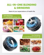 GDOR Blender, 52 Oz Glass Jar, Multi-Function Kitchen Blender & Grinder Combo, 9 Functions with Shakes, Puree, Crush Ice, and Chop, Max 700W, Self Cleaning - Image 3