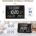 Raynic Digital Clock, 11.5" Large Display Calendar Clock with Day and Date, Indoor Temperature, Adjustable Brightness, Snooze,12/24H, DST for Home, Office, Elderly - Image 3