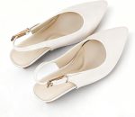 Women's Pointed Closed Toe Slingback Kitten Heels Pumps with Adjustable Ankle Buckle Comfortable Elegant Low Stiletto Pump Shoes Wedding Party Dress Shoes - Image 3