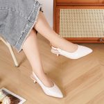 Women's Pointed Closed Toe Slingback Kitten Heels Pumps with Adjustable Ankle Buckle Comfortable Elegant Low Stiletto Pump Shoes Wedding Party Dress Shoes - Image 5
