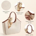 Missnine Beach Bags for Women Large Straw Tote Raffia Woven Shoulder Bag Sand-Proof for Beach Summer Vacation Travel - Image 5
