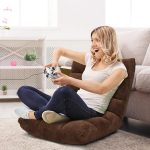 SIMOE Adjustable Floor Chair, Video Gaming Chair with Back Support, Soft Coral Fleece, Lazy Sofa Lounge for Reading, Alloy Steel Frame, Living Room Recliner for Adults, Kids, Brown - Image 3