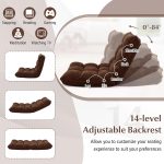 SIMOE Adjustable Floor Chair, Video Gaming Chair with Back Support, Soft Coral Fleece, Lazy Sofa Lounge for Reading, Alloy Steel Frame, Living Room Recliner for Adults, Kids, Brown - Image 4