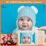 Digital Camera, 4K Cameras for Photography, Digital Point and Shoot Camera with 56Mp Autofocus 20X Zoom Anti Shake, Video Camera with 32GB SD Card for Adults, Teens, Beginners(Pink) - Image 3