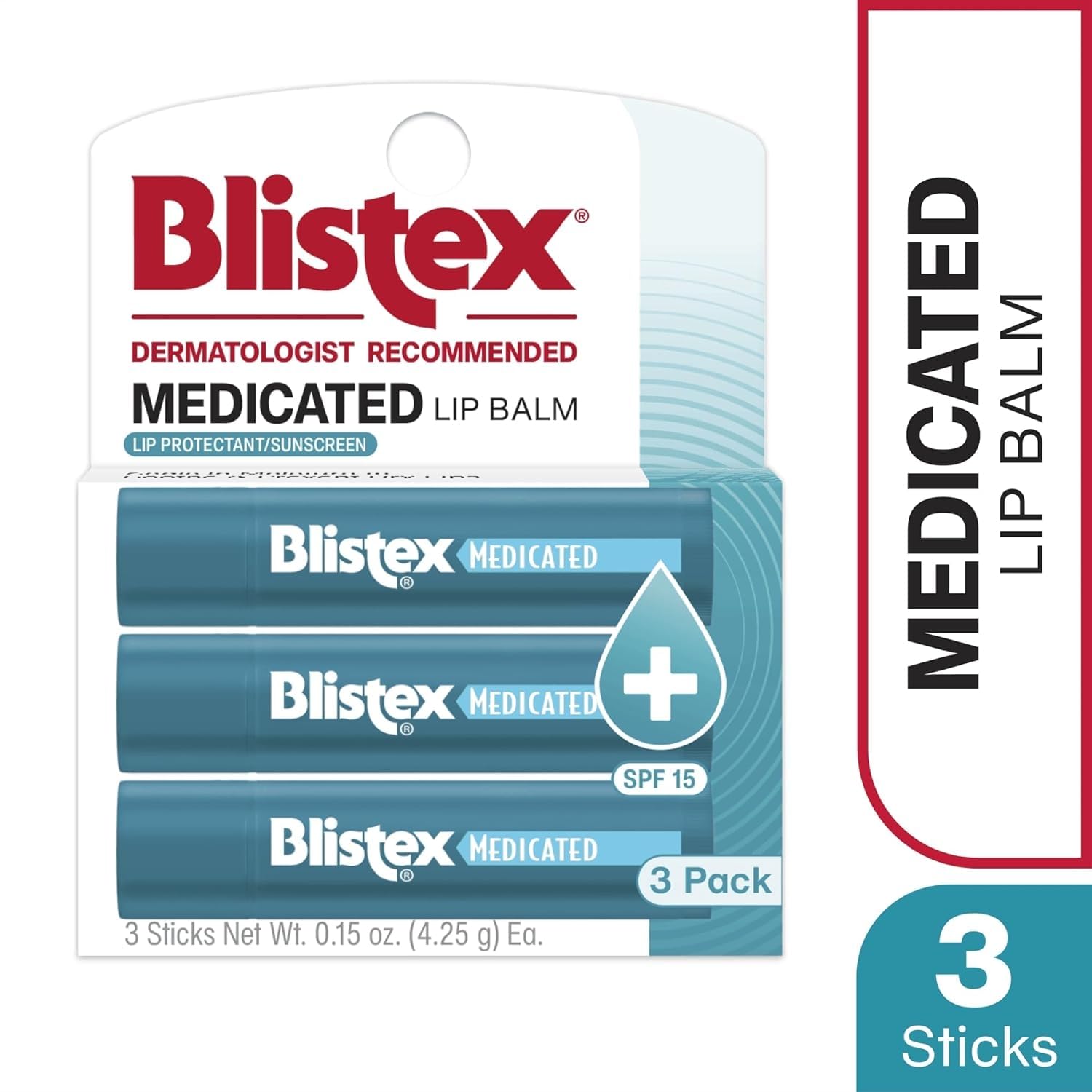 Blistex Medicated Lip Balm, 0.15 Ounce, 3 Count (Pack of 1) Prevent Dryness & Chapping, SPF 15 Sun Protection, Seals in Moisture, Hydrating Lip Balm, Easy Glide Formula for Full Coverage - Image 4