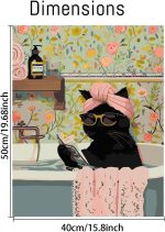 Canrichshop Black Cat Adult Paint by Number,Funny Bathing Cat Adults' Paint-by-Number Kits,DIY Acrylic Paint Kit for Adults Beginners Unframed,Easy Paint by Numbers Canvas for Decor 16x20inch - Image 3