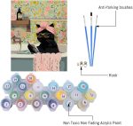 Canrichshop Black Cat Adult Paint by Number,Funny Bathing Cat Adults' Paint-by-Number Kits,DIY Acrylic Paint Kit for Adults Beginners Unframed,Easy Paint by Numbers Canvas for Decor 16x20inch - Image 4