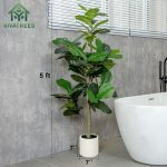 5FT Fiddle Leaf Fig Artificial Tree with White Planter Pot,Faux Floor Plant, Indoor and Outdoor Fake Plants for Home Office Decor - Image 4