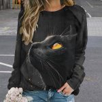 ZOCAVIA Black Cat Y2K Sweatshirts for Women Fall Casual Cute Cat Floral Graphic Pullover Tops Long Sleeve T Shirts Oversized - Image 3