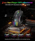 Wired PC Gaming Mouse: High Precision Sensor,RGB Backlit, Adjustable DPI, 7 Buttons Programmable,Ergonomic mice for Office & Gaming on Windows/Mac/Linux/Chrome-Black - Image 3