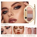 4-Color Rose Nude Eyeshadow Palette, Warm Brown Matte & Shimmer Shades, Ultra-Sparkle Glitter, High-Pigment Silky Texture, Fallout-Free Long-Lasting Eye Makeup Quad for Natural to Glam Looks-1# - Image 3