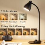 BOHON LED Desk Lamp with USB Charging Port 3 Color Modes Dimmable Reading Light Intelligent Induction Auto Dimming Task Lamp Neck Flexible Table Lamp for Bedside Office, AC Adapter Include - Image 3