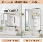 Koonmi Black Mirrors for Wall, 30x40 Inch Bathroom Mirror, Rectangular Wall Mirror for Living Room Bedroom Bathroom, Hangs Horizontally or Vertically - Image 4