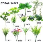 14 Bundles Artificial Plants Outdoor Christmas Decoration UV Resistant Fake Greenery Plant,Faux Boxwood Shrubs Bushes with Plastic Stems & Flowers for Garden, Porch, Planter, Patio Xmas Decor - Image 4