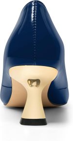 Womens Heeled Pumps, Square Toe Mid Heel Shoes for Women, Kitten Heel Shoes Decorated with Bows and Flower - Image 4